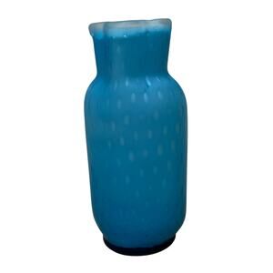 Thomas Webb & Sons Cased Aqua Blue Polka Dot Ruffled Glass Good Condition